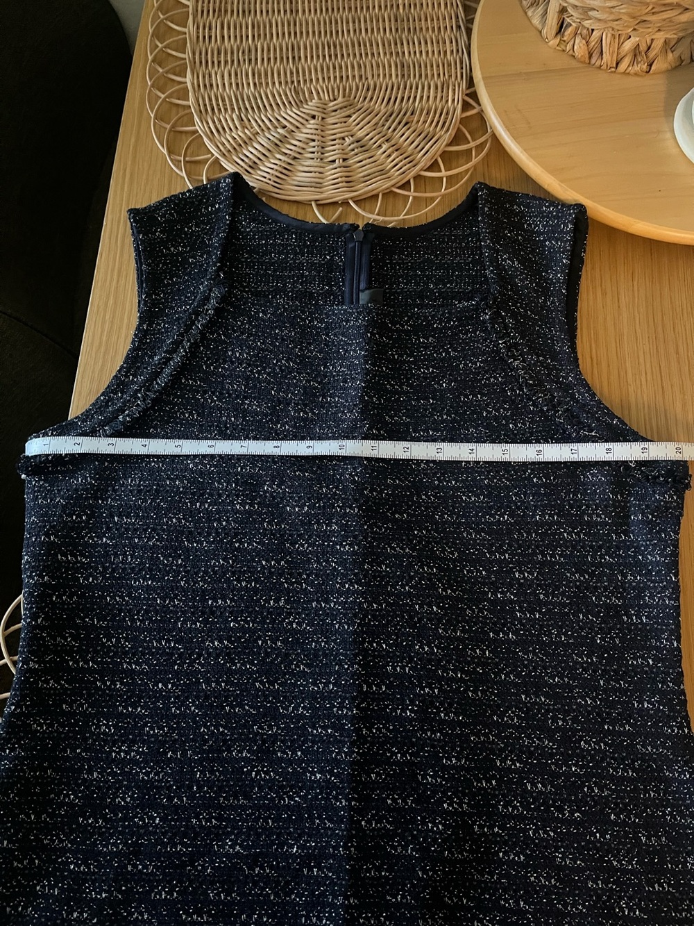 St. John Navy and Silver Tweed Midi Sheath Dress - Picture 5 of 6
